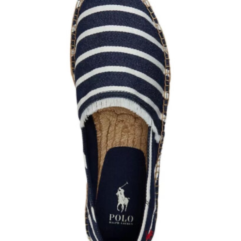NEW POLO RALPH LAUREN MEN'S Cevio Crest Madras Espadrilles SLIP ON BLUE STRIPE - Picture 6 of 6